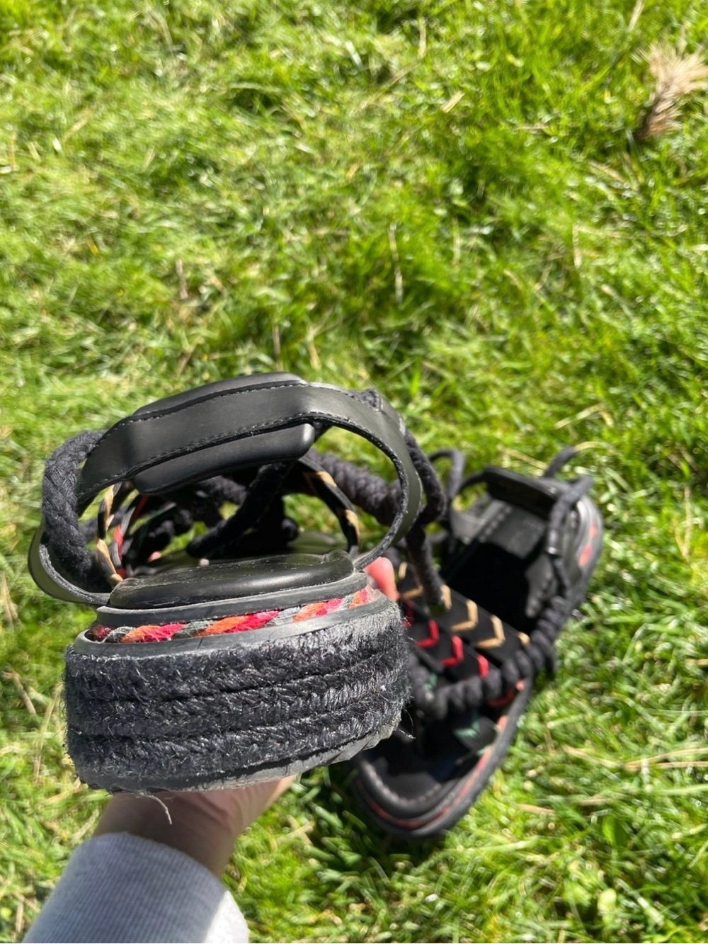 Farm Rio Black Rope Tie Flatform Sandal - Picture 3 of 10